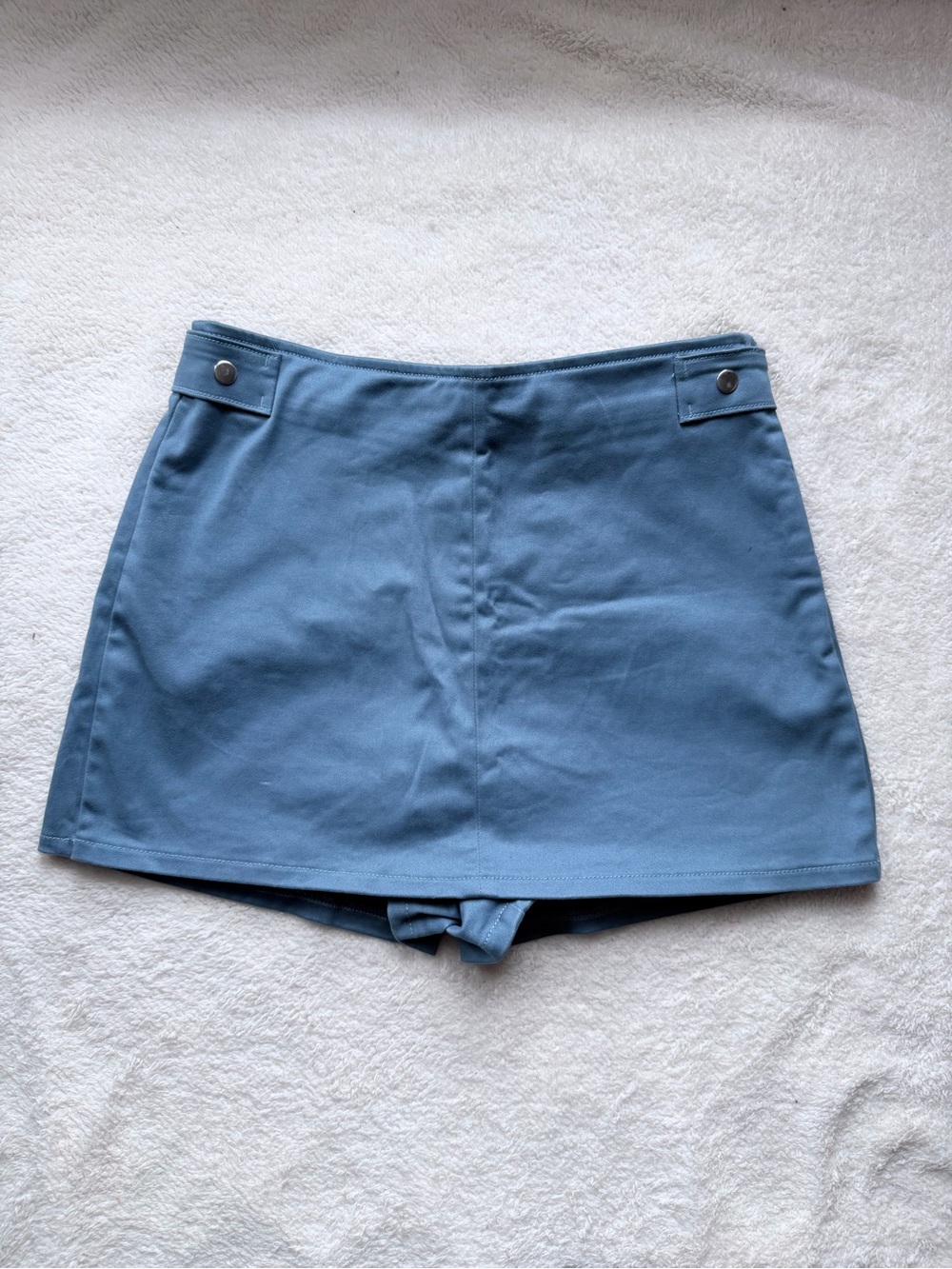 Zara Blue A-Line Skort with Button Tab Detail